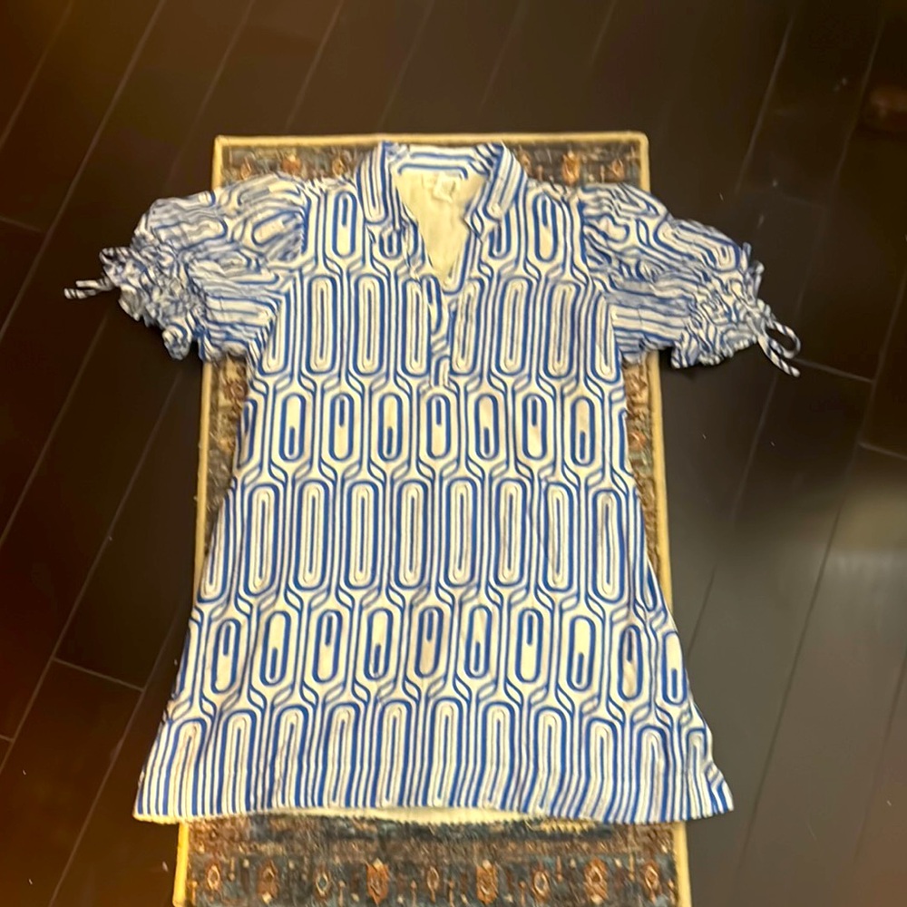 Entro Blue and White Abstract Dress